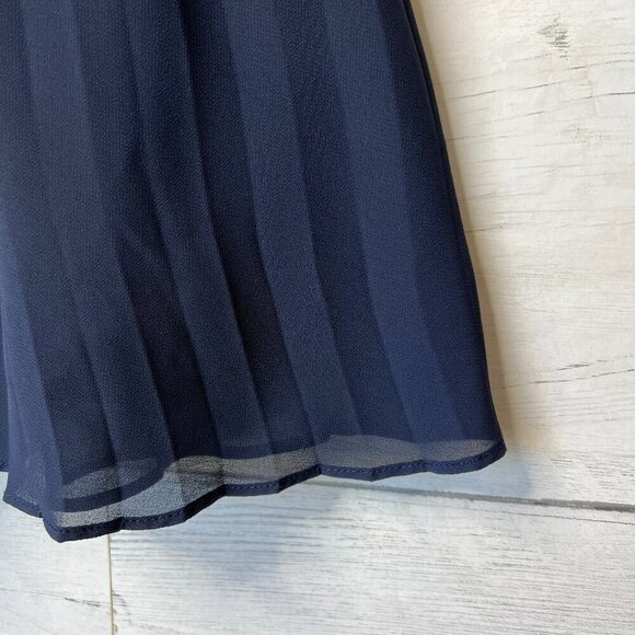 Dress Womens Size XS Navy Chiffon Sleeveless Pleated Lined Cocktail Date Night - Picture 4 of 16